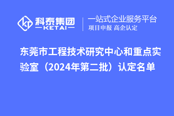 東莞市工程技術(shù)研究中心和重點實驗室（2024年第二批）認(rèn)定名單