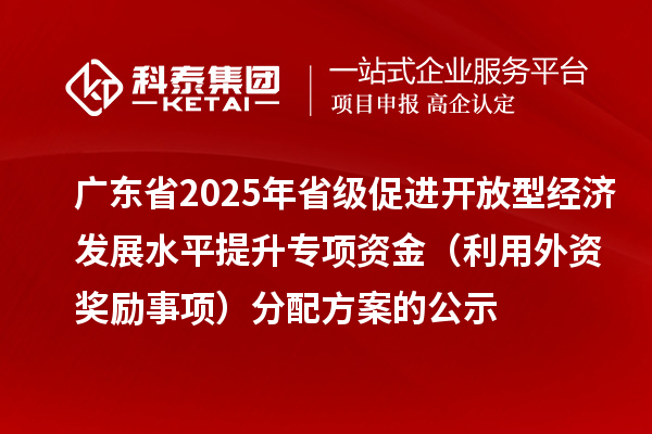 廣東省2025年省級促進(jìn)開放型經(jīng)濟(jì)發(fā)展水平提升專項(xiàng)資金（利用外資獎勵事項(xiàng)）分配方案的公示