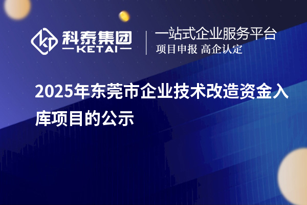 2025年東莞市企業(yè)技術改造資金入庫項目的公示