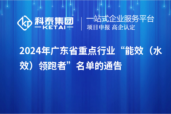 2024年廣東省重點(diǎn)行業(yè)“能效(水效)領(lǐng)跑者”名單的通告