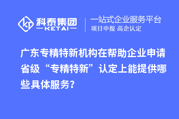 廣東專精特新機(jī)構(gòu)在幫助企業(yè)申請(qǐng)省級(jí) “專精特新” 認(rèn)定上能提供哪些具體服務(wù)？