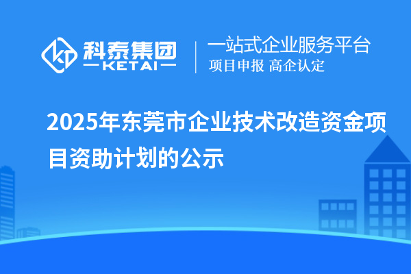 2025年東莞市企業(yè)技術改造資金項目資助計劃的公示