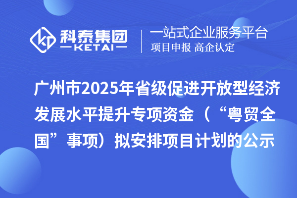 廣州市2025年省級促進(jìn)開放型經(jīng)濟(jì)發(fā)展水平提升專項資金（“粵貿(mào)全國”事項）擬安排項目計劃的公示