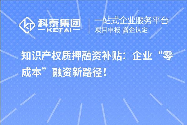 知識產(chǎn)權質(zhì)押融資補貼：企業(yè)“零成本”融資新路徑！