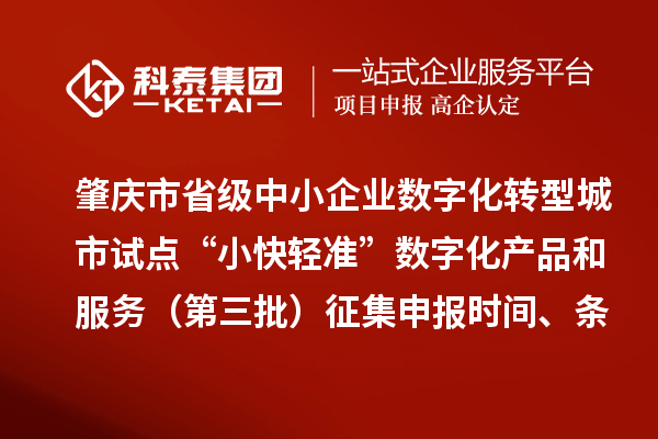 肇慶市省級(jí)中小企業(yè)數(shù)字化轉(zhuǎn)型城市試點(diǎn)“小快輕準(zhǔn)”數(shù)字化產(chǎn)品和服務(wù)（第三批）征集申報(bào)時(shí)間、條件要求、扶持獎(jiǎng)勵(lì)