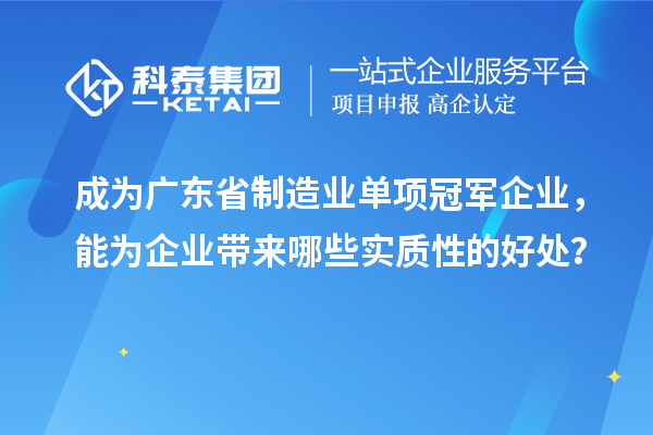 成為廣東省制造業(yè)單項(xiàng)冠軍企業(yè)，能為企業(yè)帶來哪些實(shí)質(zhì)性的好處？