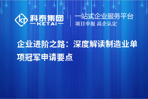 企業(yè)進(jìn)階之路：深度解讀制造業(yè)單項(xiàng)冠軍申請(qǐng)要點(diǎn)
