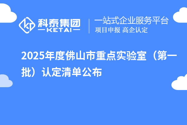 2025年度佛山市重點實驗室（第一批）認定清單公布
