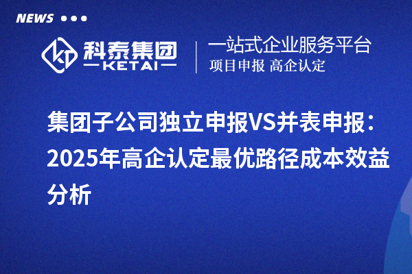 集團子公司獨立申報VS并表申報：2025年高企認定最優(yōu)路徑成本效益分析