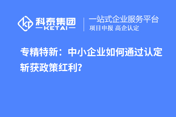 專精特新：中小企業(yè)如何通過認(rèn)定斬獲政策紅利？