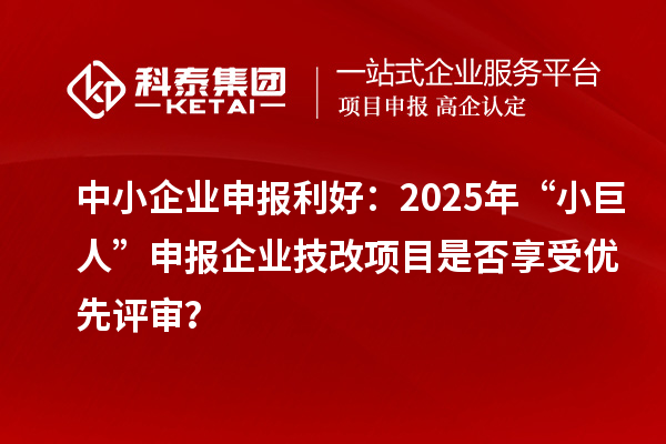 中小企業(yè)申報利好:2025年“小巨人”申報企業(yè)技改項目是否享受優(yōu)先評審?
