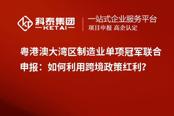 粵港澳大灣區(qū)制造業(yè)單項(xiàng)冠軍聯(lián)合申報(bào)：如何利用跨境政策紅利？