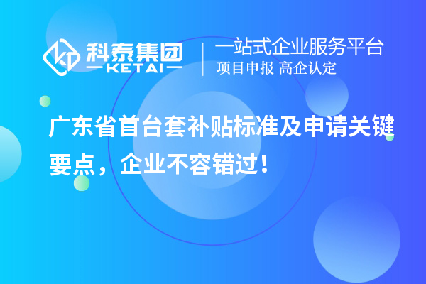 廣東省首臺套補貼標準及申請關鍵要點，企業(yè)不容錯過！