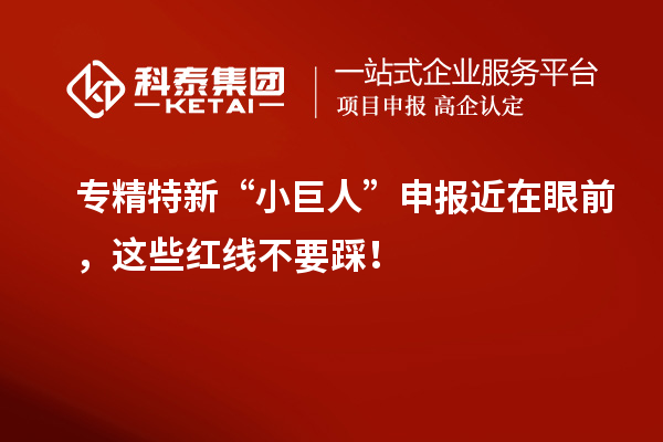 專精特新“小巨人”申報(bào)近在眼前，這些紅線不要踩！
