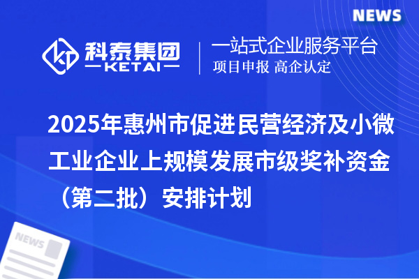 2025年惠州市促進民營經(jīng)濟及小微工業(yè)企業(yè)上規(guī)模發(fā)展市級獎補資金（第二批）安排計劃