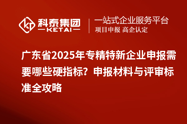 廣東省2025年專精特新企業(yè)申報需要哪些硬指標(biāo)?申報材料與評審標(biāo)準(zhǔn)全攻略