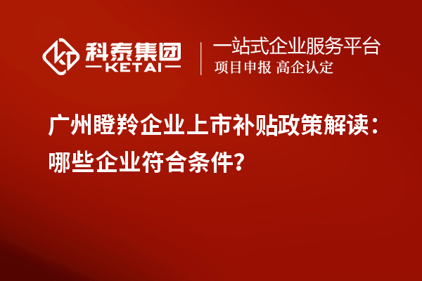 廣州瞪羚企業(yè)上市補(bǔ)貼政策解讀：哪些企業(yè)符合條件？