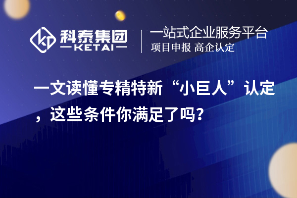 一文讀懂專精特新“小巨人”認(rèn)定，這些條件你滿足了嗎？