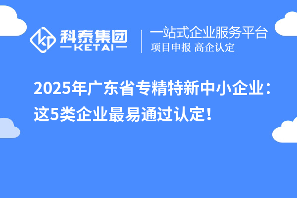 2025年廣東省專精特新中小企業(yè)：這5類企業(yè)最易通過認(rèn)定！
