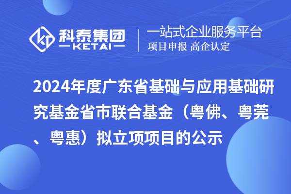 2024年度廣東省基礎與應用基礎研究基金省市聯(lián)合基金（粵佛、粵莞、粵惠）擬立項項目的公示