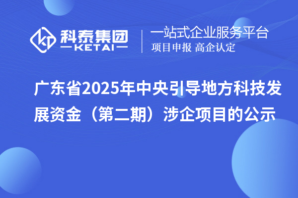 廣東省2025年中央引導(dǎo)地方科技發(fā)展資金（第二期）涉企項目的公示