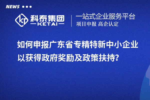 如何申報(bào)廣東省專精特新中小企業(yè)以獲得政府獎勵及政策扶持？