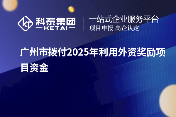 廣州市撥付2025年利用外資獎勵項目資金