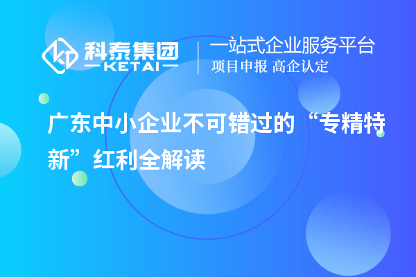 廣東中小企業(yè)不可錯過的“專精特新”紅利全解讀