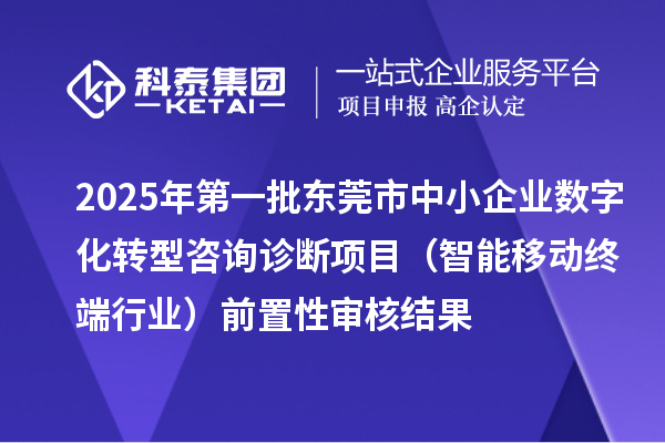 2025年第一批東莞市中小企業(yè)數(shù)字化轉(zhuǎn)型咨詢診斷項目(智能移動終端行業(yè))前置性審核結(jié)果