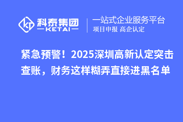 緊急預(yù)警！2025深圳高新認定突擊查賬，財務(wù)這樣糊弄直接進黑名單