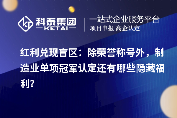 紅利兌現(xiàn)盲區(qū)：除榮譽稱號外，制造業(yè)單項冠軍認定還有哪些隱藏福利？