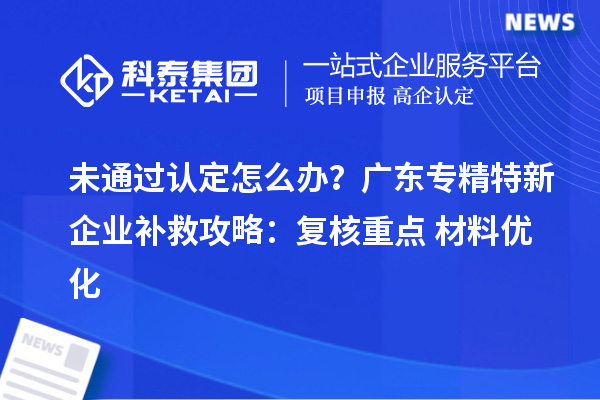 未通過認(rèn)定怎么辦？廣東專精特新企業(yè)補救攻略：復(fù)核重點+材料優(yōu)化