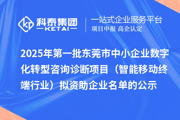 2025年第一批東莞市中小企業(yè)數(shù)字化轉(zhuǎn)型咨詢診斷項目(智能移動終端行業(yè))擬資助企業(yè)名單的公示