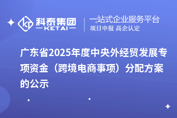 廣東省2025年度中央外經貿發(fā)展專項資金（跨境電商事項）分配方案的公示