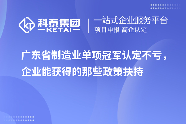 廣東省制造業(yè)單項冠軍認定不虧，企業(yè)能獲得的那些政策扶持
