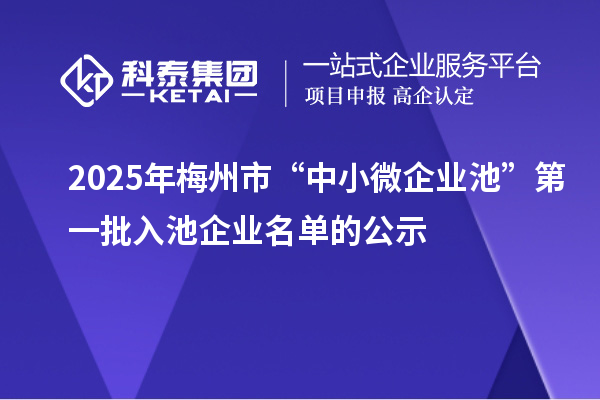 2025年梅州市“中小微企業(yè)池”第一批入池企業(yè)名單的公示