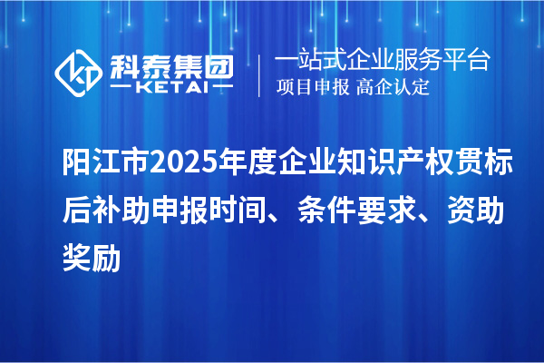 陽江市2025年度企業(yè)知識產(chǎn)權(quán)貫標(biāo)后補(bǔ)助申報(bào)時(shí)間、條件要求、資助獎(jiǎng)勵(lì)