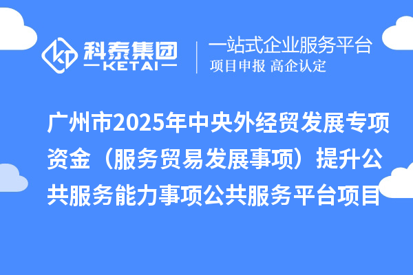 廣州市2025年中央外經(jīng)貿(mào)發(fā)展專項資金（服務(wù)貿(mào)易發(fā)展事項）提升公共服務(wù)能力事項公共服務(wù)平臺項目擬安排計劃的公示