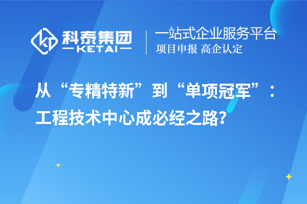 從“專精特新”到“單項(xiàng)冠軍”：工程技術(shù)中心成必經(jīng)之路？