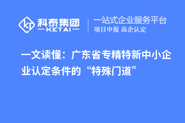 一文讀懂：廣東省專精特新中小企業(yè)認定條件的“特殊門道”