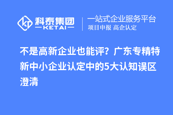 不是高新企業(yè)也能評？廣東專精特新中小企業(yè)認定中的5大認知誤區(qū)澄清