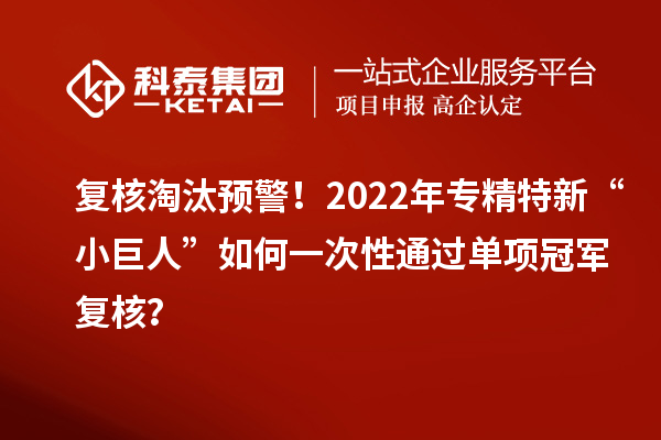 復(fù)核淘汰預(yù)警！2022年專精特新“小巨人”如何一次性通過單項冠軍復(fù)核？