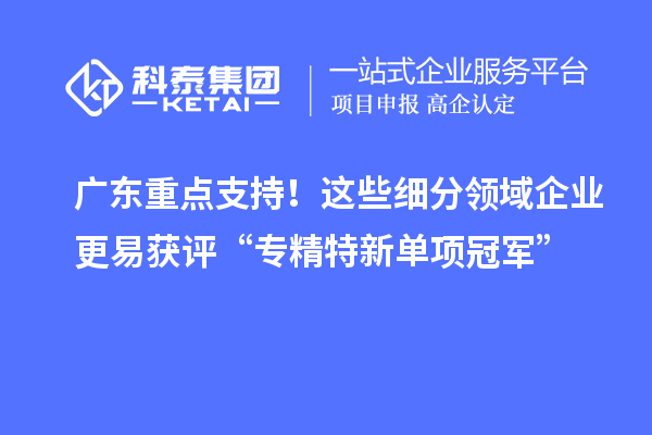 廣東重點支持！這些細(xì)分領(lǐng)域企業(yè)更易獲評“專精特新單項冠軍”