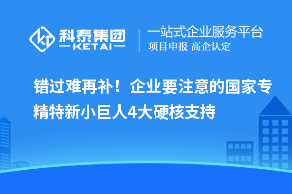 錯過難再補！企業(yè)要注意的國家專精特新小巨人4大硬核支持