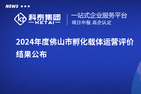 2024年度佛山市孵化載體運營評價結(jié)果公布