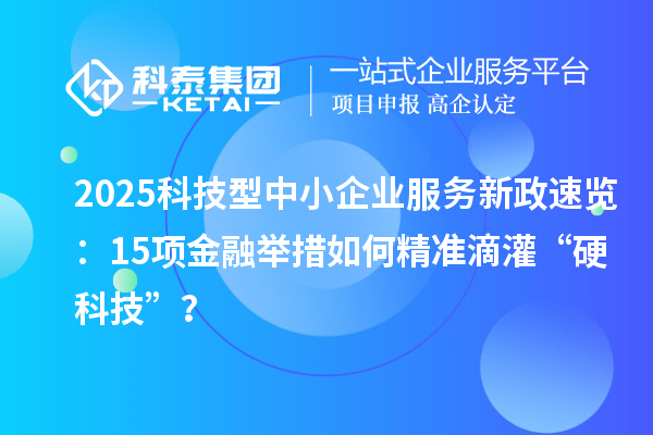 2025科技型中小企業(yè)服務新政速覽：15項金融舉措如何精準滴灌“硬科技”？