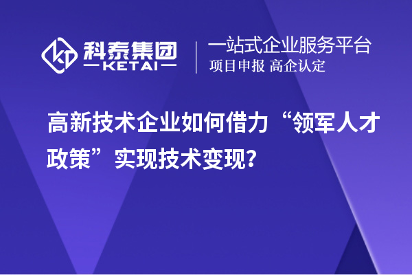 高新技術企業(yè)如何借力“領軍人才政策”實現(xiàn)技術變現(xiàn)？