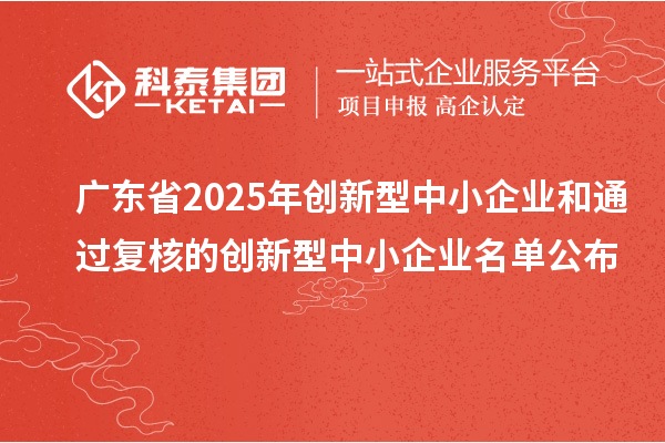 廣東省2025年創(chuàng)新型中小企業(yè)和通過復(fù)核的創(chuàng)新型中小企業(yè)名單公布