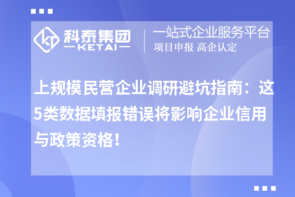 上規(guī)模民營企業(yè)調(diào)研避坑指南：這5類數(shù)據(jù)填報錯誤將影響企業(yè)信用與政策資格！