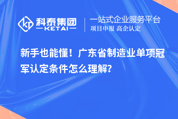 新手也能懂！廣東省制造業(yè)單項冠軍認(rèn)定條件怎么理解？